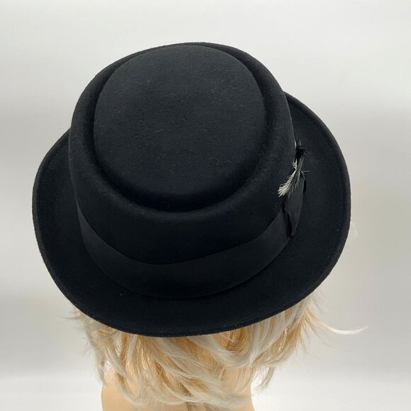 100% Wool Comfort Felt Handmade Derby Bowler Fedora Black Hat L/XL - Picture 7 of 9